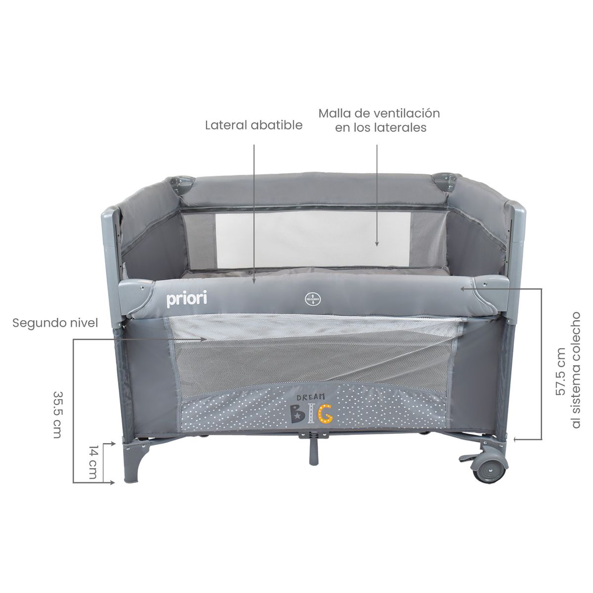 PRIORI - Cuna Colecho Bebe Avanti Dream Priori Gris