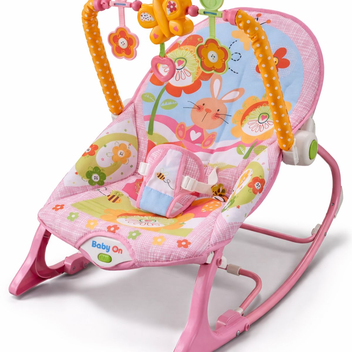BABY ON - Silla mecedora,vibradora y musical para bebe 3 en 1 Conejo
