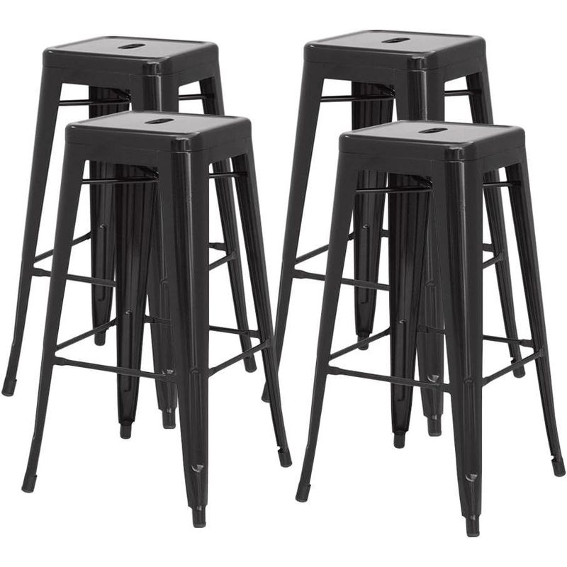 MOBLIHOUSE - Set X4 Butaco Tolix Alto Para Barra Metálico Negro Mate 75cm