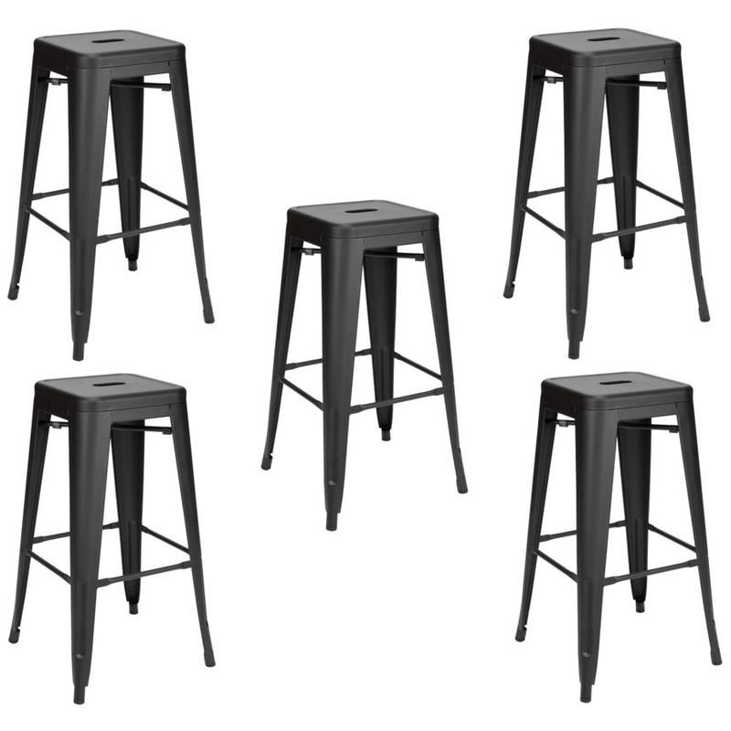 MOBLIHOUSE - Set X5 Butaco Tolix Alto Para Barra Metálico Negro Mate 75cm