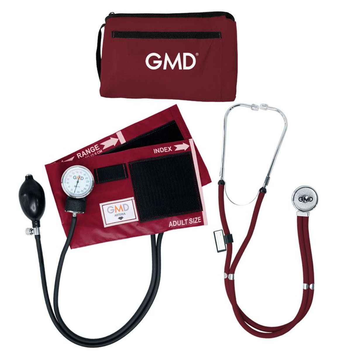 GMD - Kit Tensiometro Manual + Fonendoscopio Rappaport Color Vinotinto