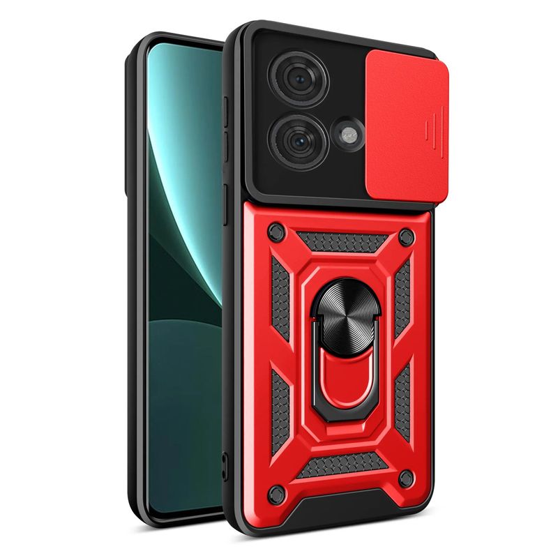 GENERICO - Funda Case Cámara Slider Compatible Motorola Edge 40 Neo Rojo