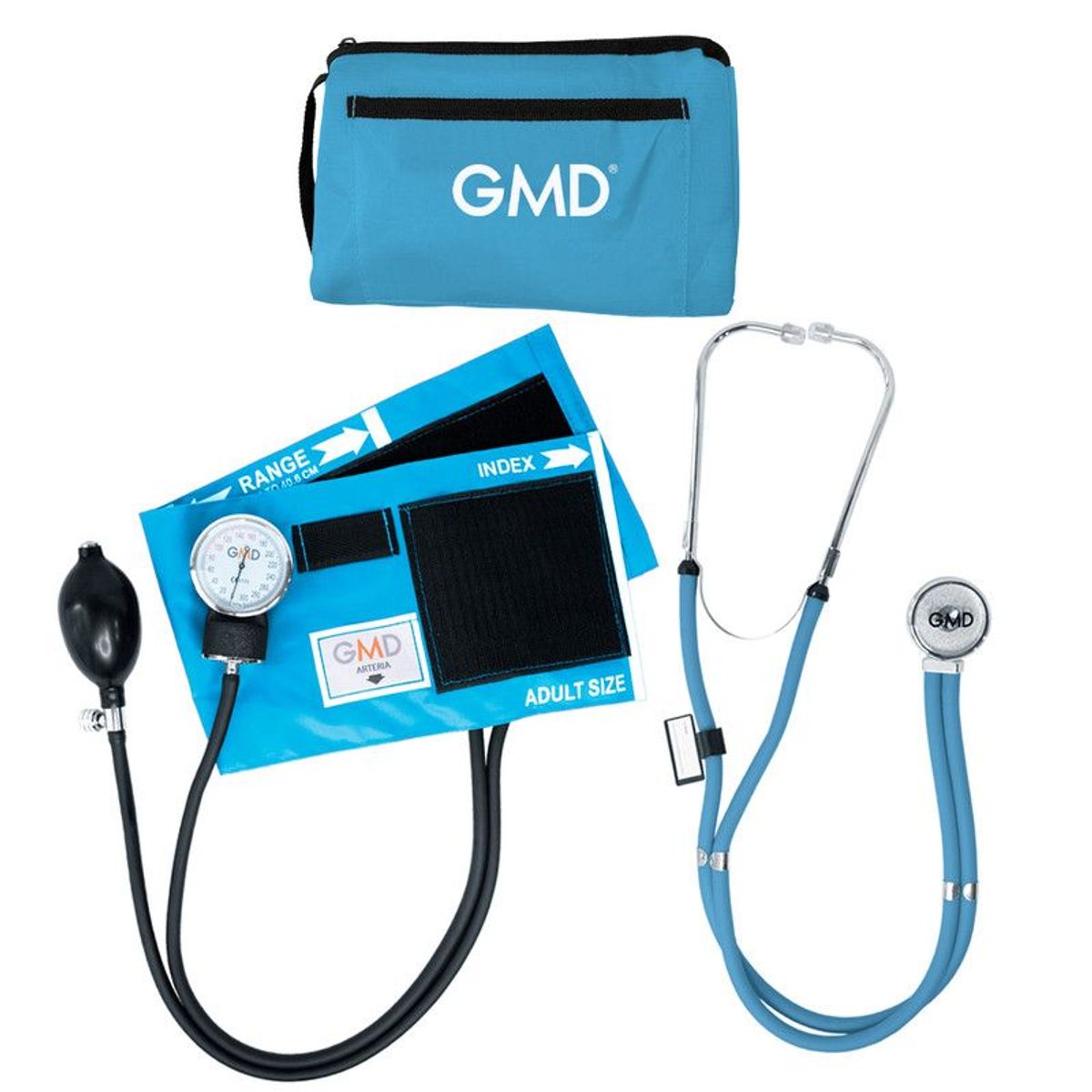 GMD - Kit Tensiometro Manual + Fonendoscopio Rappaport Color Azul Cielo