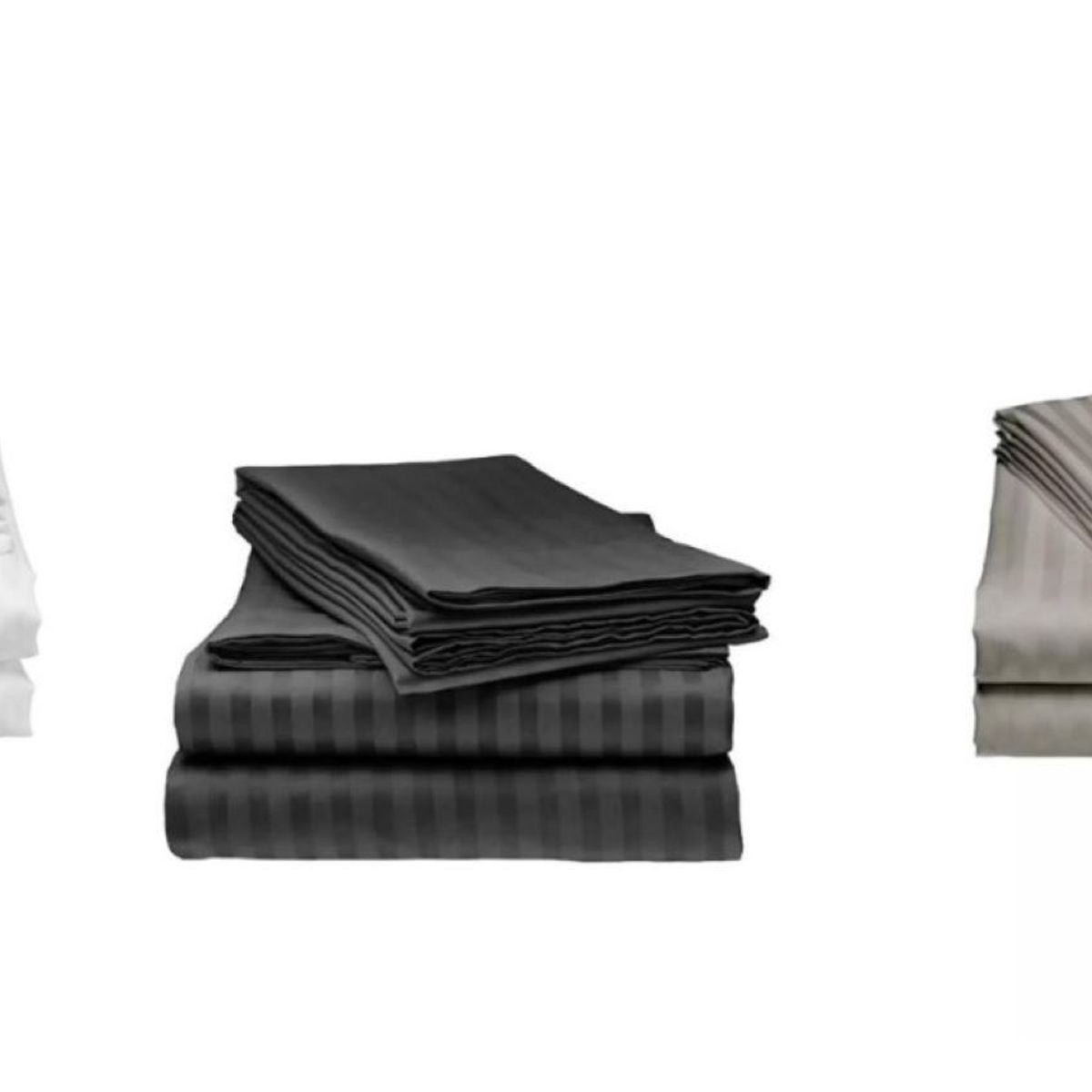 ZHOPI CO - Juegos Sabanas X 3 Cama Doble Unicolor Blanco Negro Y Gris De Lujo