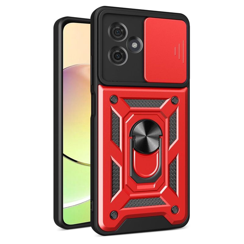 GENERICO - Funda Case Protector Cámara Slider Compatible Motorola G54 Rojo