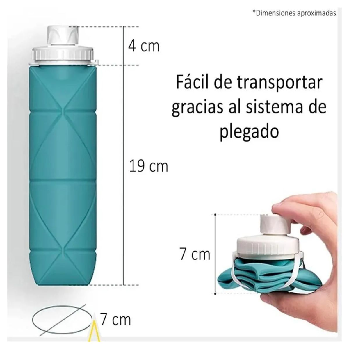 AFM - TERMO BOTELLA BOTILITO PLEGABLE AGUA 600ML DEPORTE