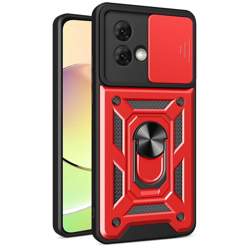 GENERICO - Funda Case Protector Cámara Slider Compatible Motorola G84 5G Rojo