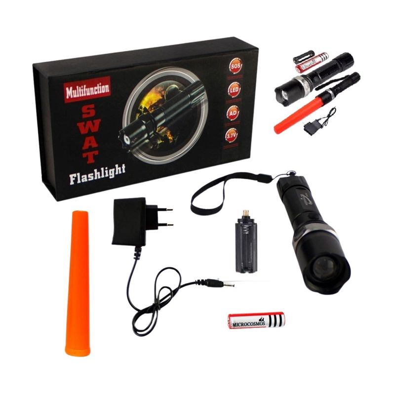 GENERICO - Linterna swat led recargable tactica zoom luz de emergencia