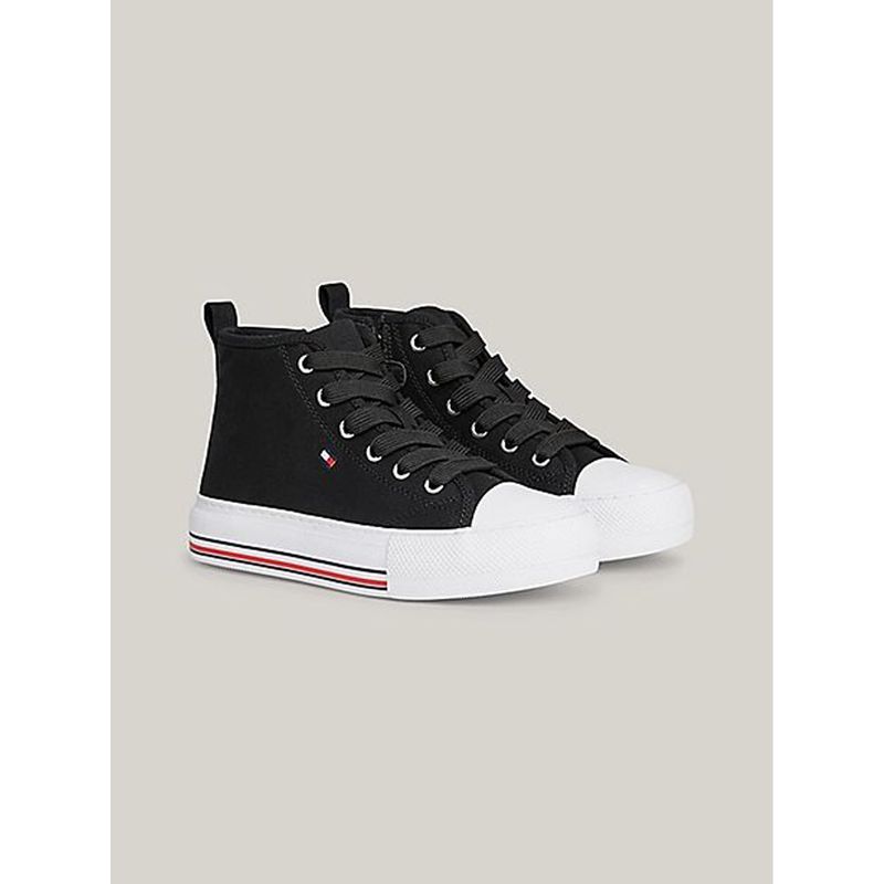 TOMMY HILFIGER - Tenis Altas Con Cordones Niña Negro Tommy Hilfiger