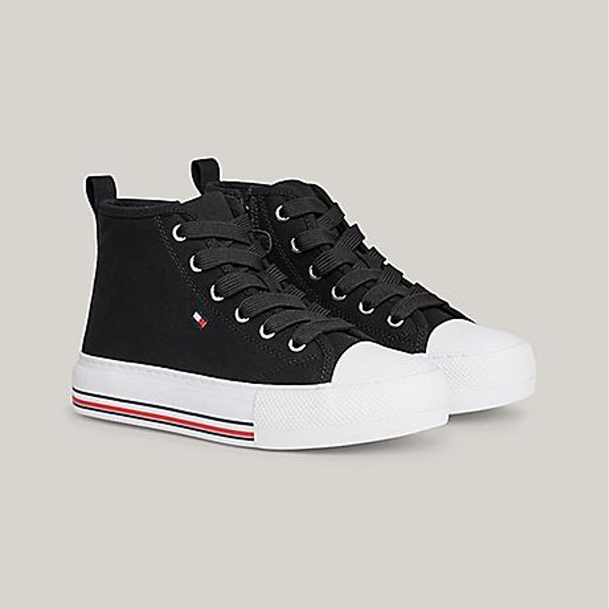 TOMMY HILFIGER - Tenis Altas Con Cordones Niña Negro Tommy Hilfiger