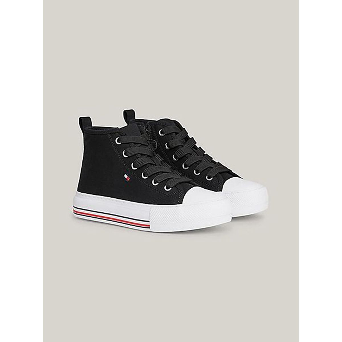 TOMMY HILFIGER - Tenis Altas Con Cordones Niña Negro Tommy Hilfiger