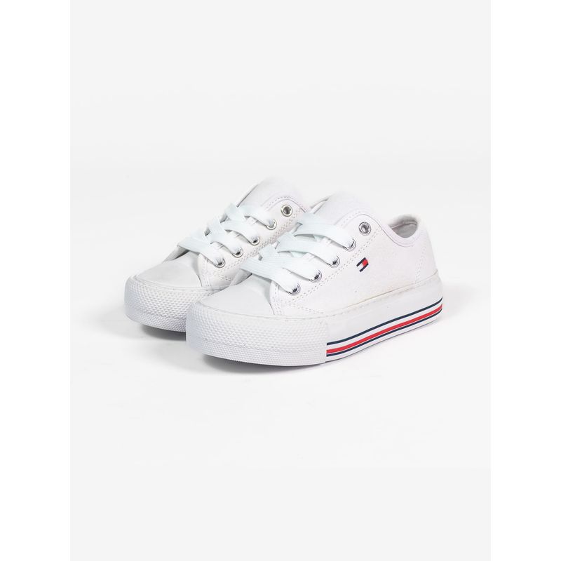 TOMMY HILFIGER - Tenis Con Ojales A Contraste Niña Blanco Tommy Hilfiger
