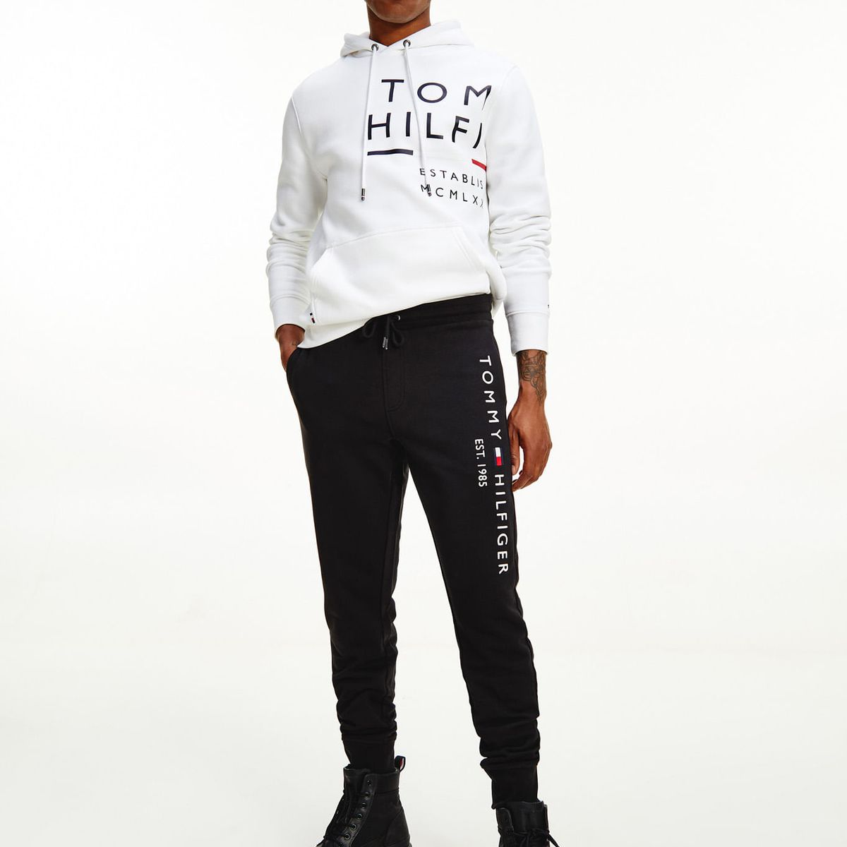 TOMMY HILFIGER - Joggers De Algodón Orgánico Con Logo Hombre Negro Tommy Hilfiger