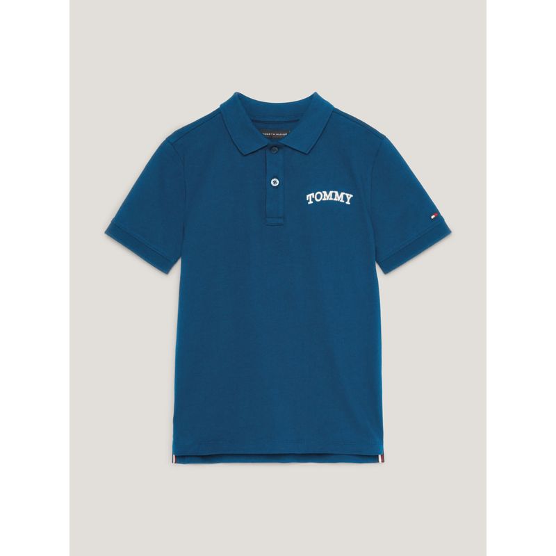 TOMMY HILFIGER - Polo De Punto Con Logo Estilo Grafiti Niño Azul Tommy Hilfiger