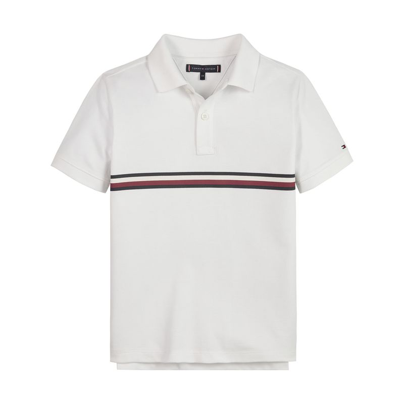 TOMMY HILFIGER - Polo Con Rayas Distintivas Para Niño Blanco Tommy Hilfiger