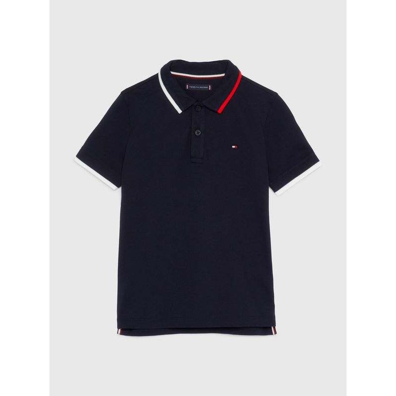 TOMMY HILFIGER - Polo De Corte Regular Con Cuello Ribeteado Niño Azul Tommy Hilfiger
