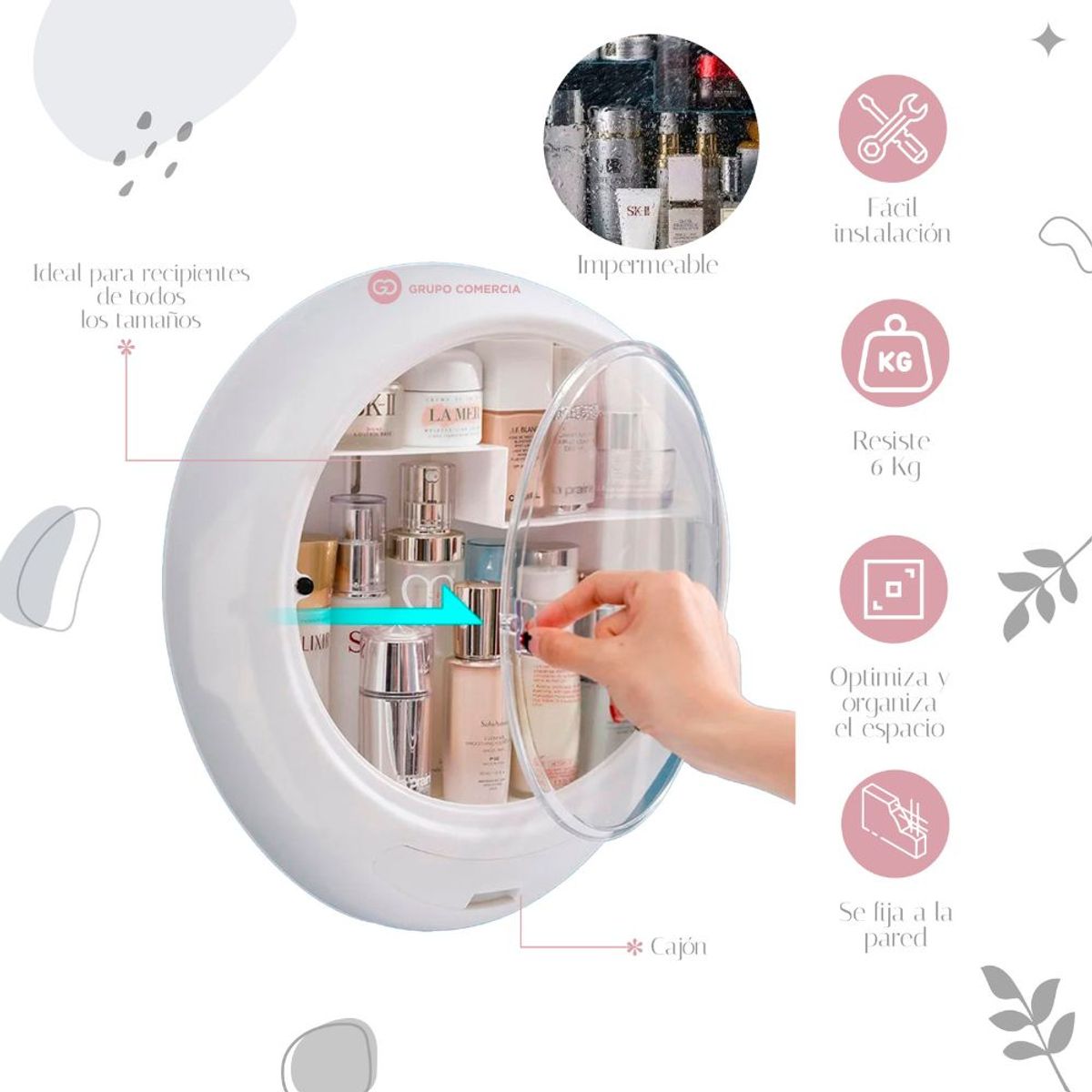 XIONG CHENG - Organizador De Pared Baño Gabinete Maquillaje Accesorios