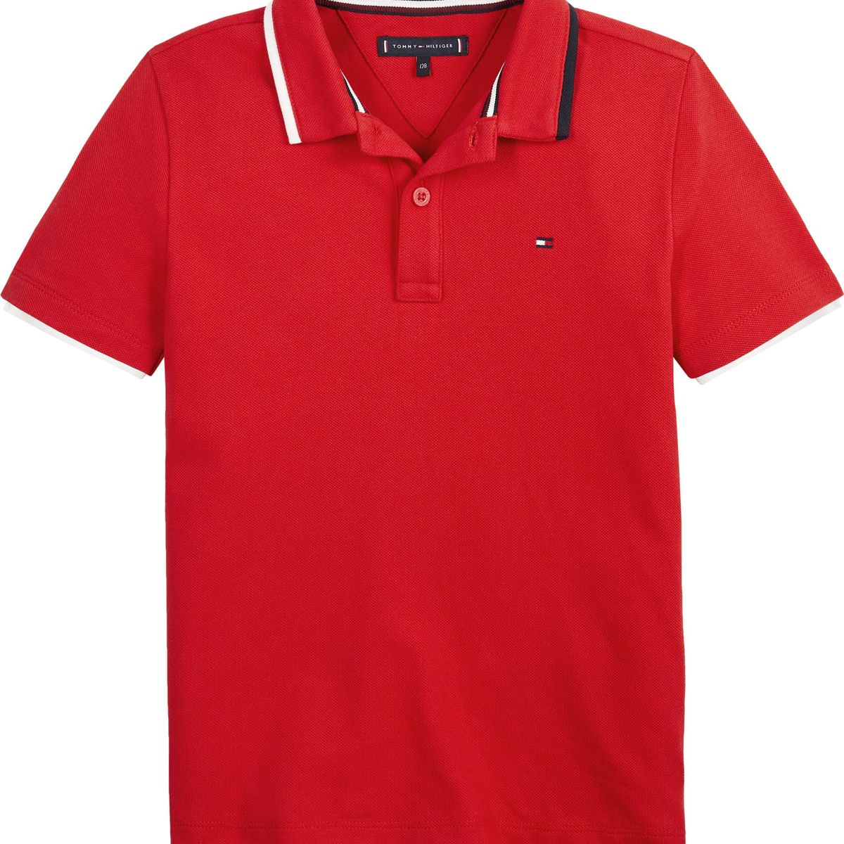 TOMMY HILFIGER - Polo De Corte Regular Con Cuello Ribeteado Niño Rojo Tommy Hilfiger