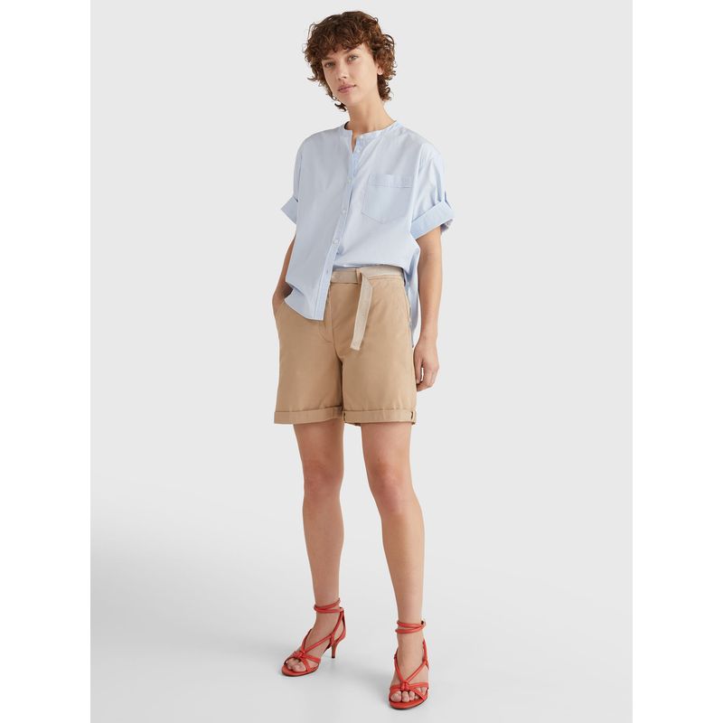 TOMMY HILFIGER - Pantalón Chino Corto Con Cinturón Mujer Beige Tommy Hilfiger