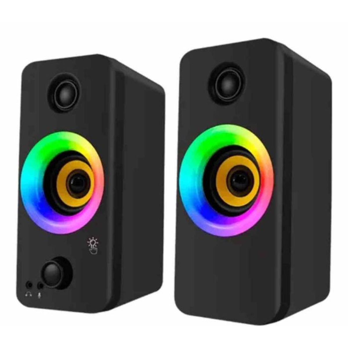 GENERICO - Parlante 2.0 unitec x8 mic Y aux 3.5mm rgb táctil negro