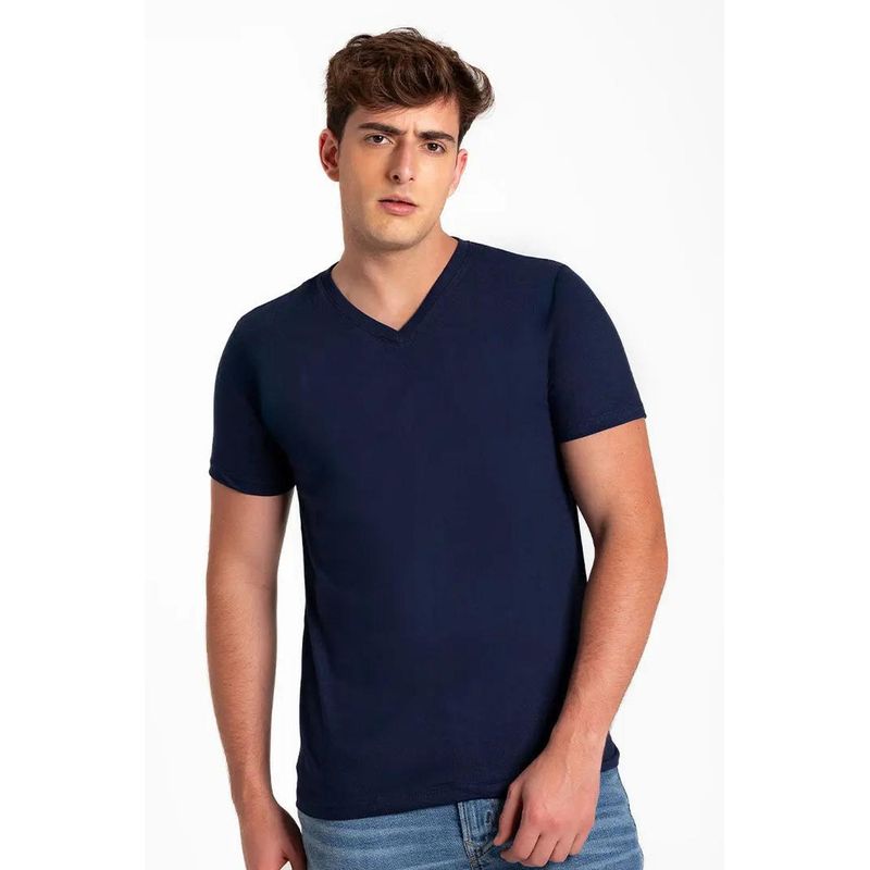 Geordi Playera Manga Larga Cuello V Hombre Camiseta Cuello V (2850