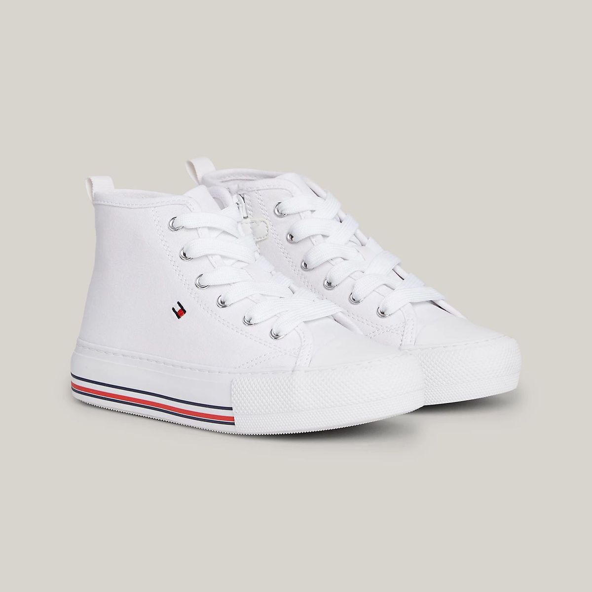 TOMMY HILFIGER - Tenis Altas Con Cordones Niña Blanco Tommy Hilfiger