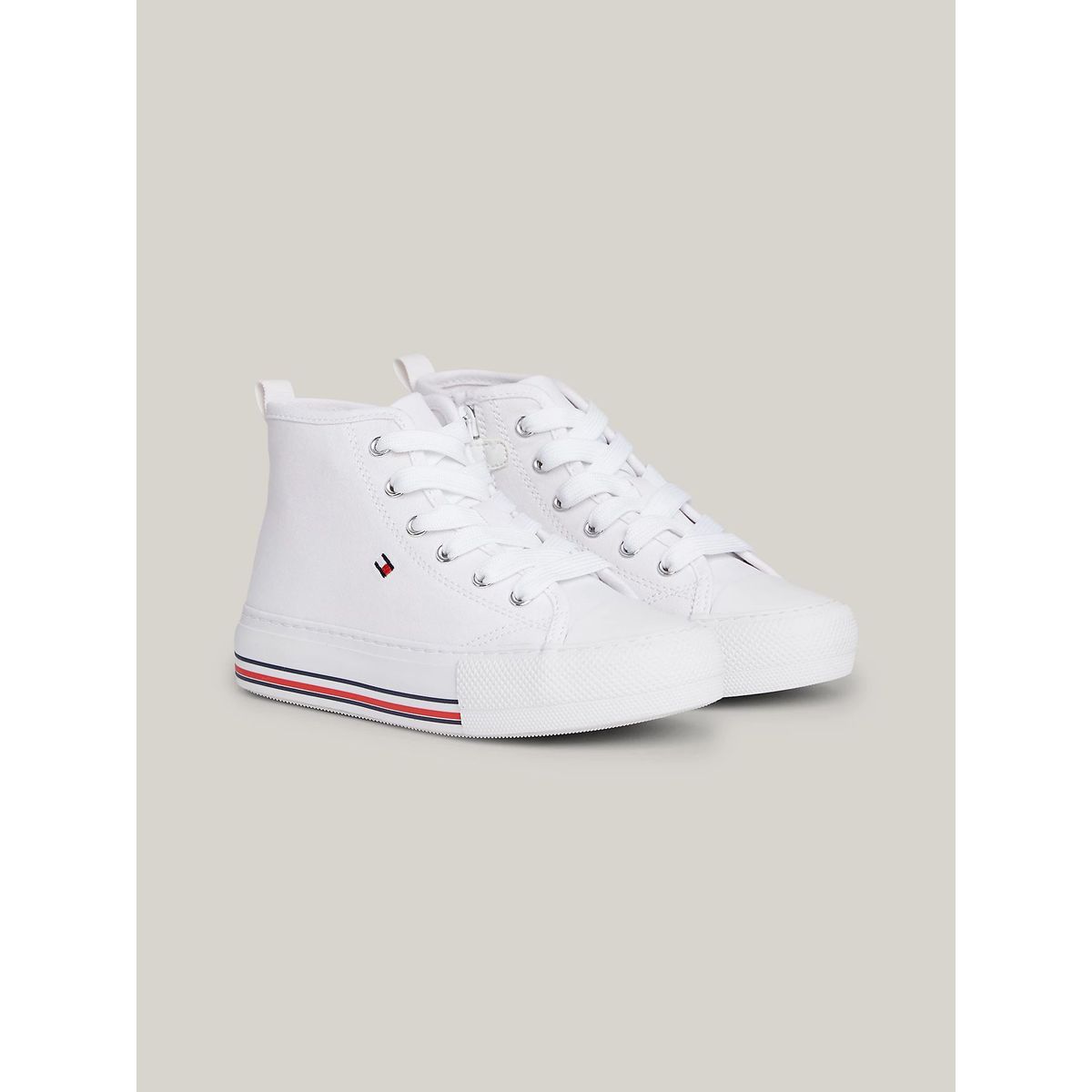 TOMMY HILFIGER - Tenis Altas Con Cordones Niña Blanco Tommy Hilfiger