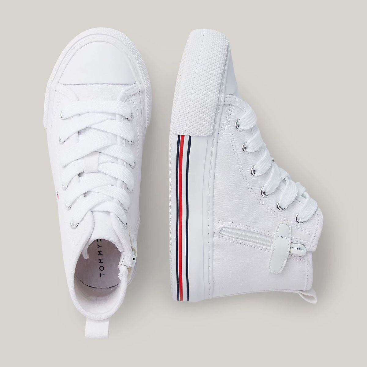 TOMMY HILFIGER - Tenis Altas Con Cordones Niña Blanco Tommy Hilfiger