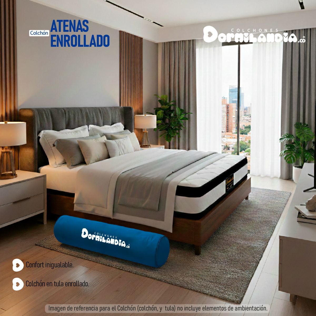 DORMILANDIA - Colchón Atenas Semidoble Resortado Enrollado en Tula Confortable