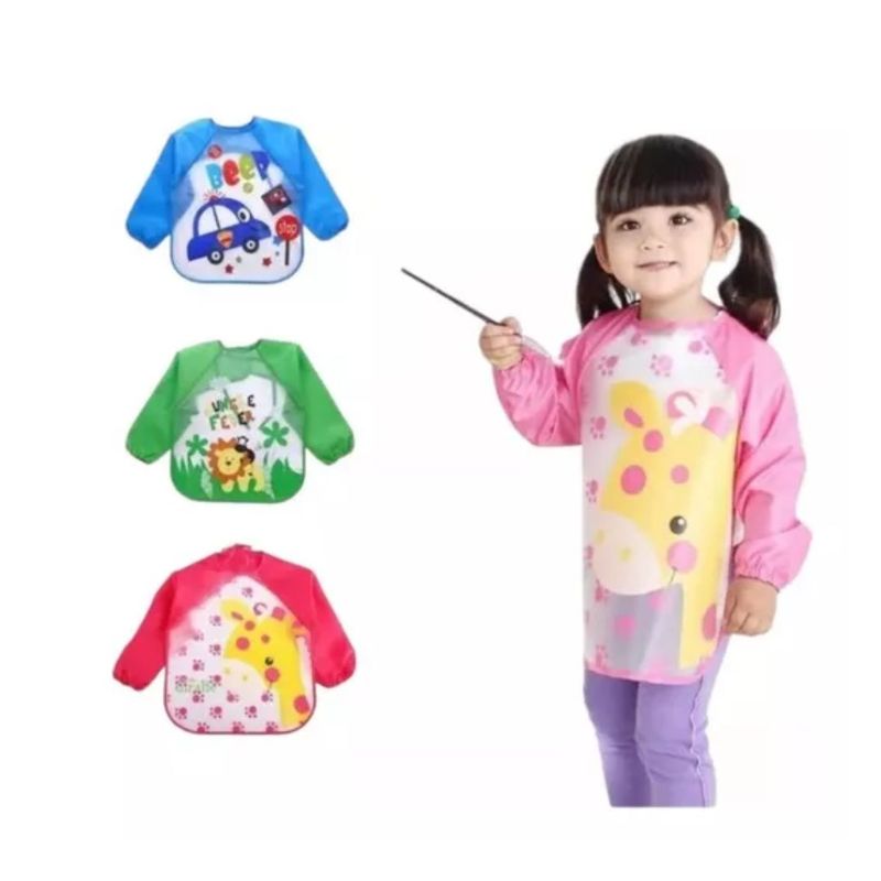 AFM - DELANTAL BABERO BEBES Y NIÑOS DE MANGA LARGA IMPERMEABLE