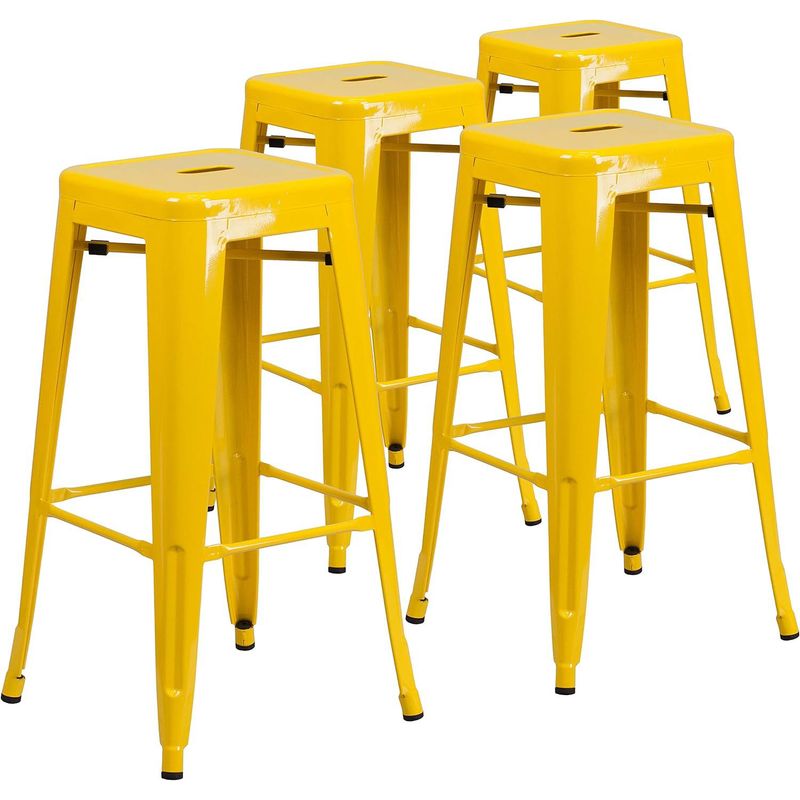 MOBLIHOUSE - Set X4 Butaco Tolix Alto Para Barra Metálico Amarillo 75cm