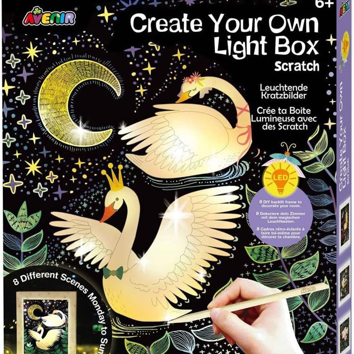 JUGANDO Y EDUCANDO - Juguete Niñas Set De Arte Cuadro Para Raspar Luz Led Diseño