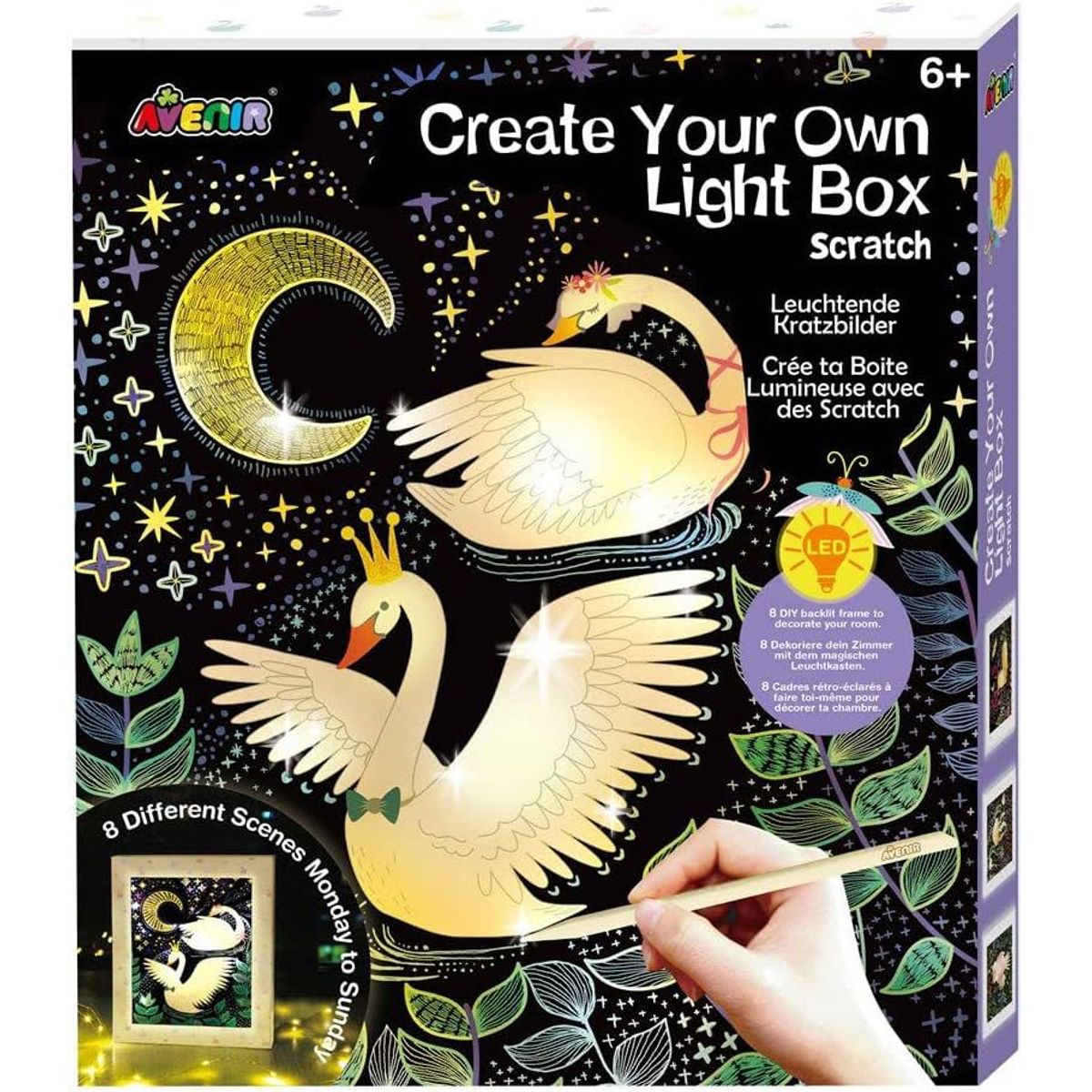 JUGANDO Y EDUCANDO - Juguete Niñas Set De Arte Cuadro Para Raspar Luz Led Diseño