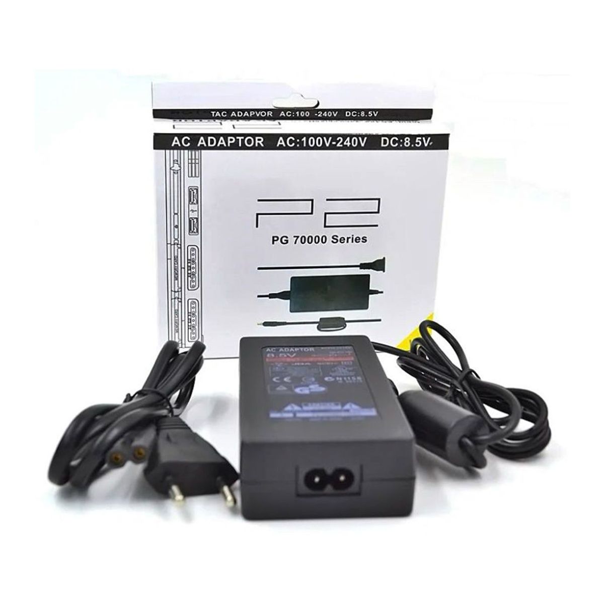 GENERICO - Cargador Adaptador Compatible Con Ps2 Play 2 Negro