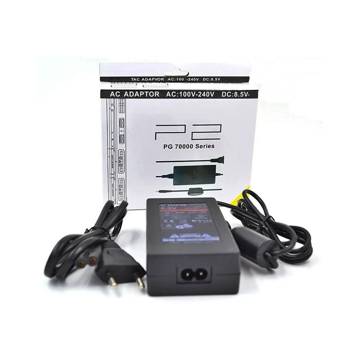 GENERICO - Cargador Adaptador Compatible Con Ps2 Play 2 Negro