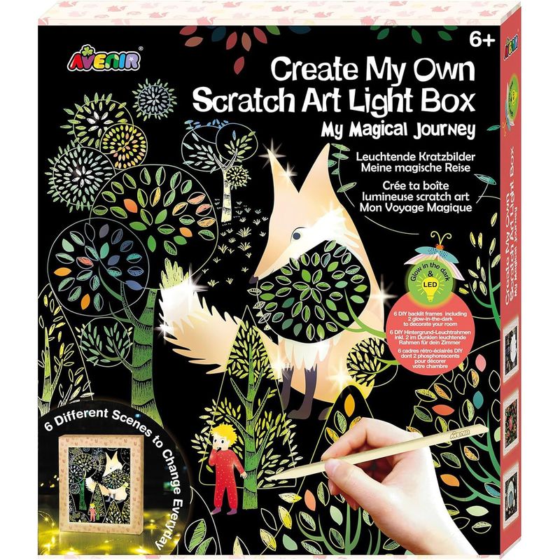 JUGANDO Y EDUCANDO - Juguete Niñas Set De Arte Cuadro Para Raspar Luz Led Diseño