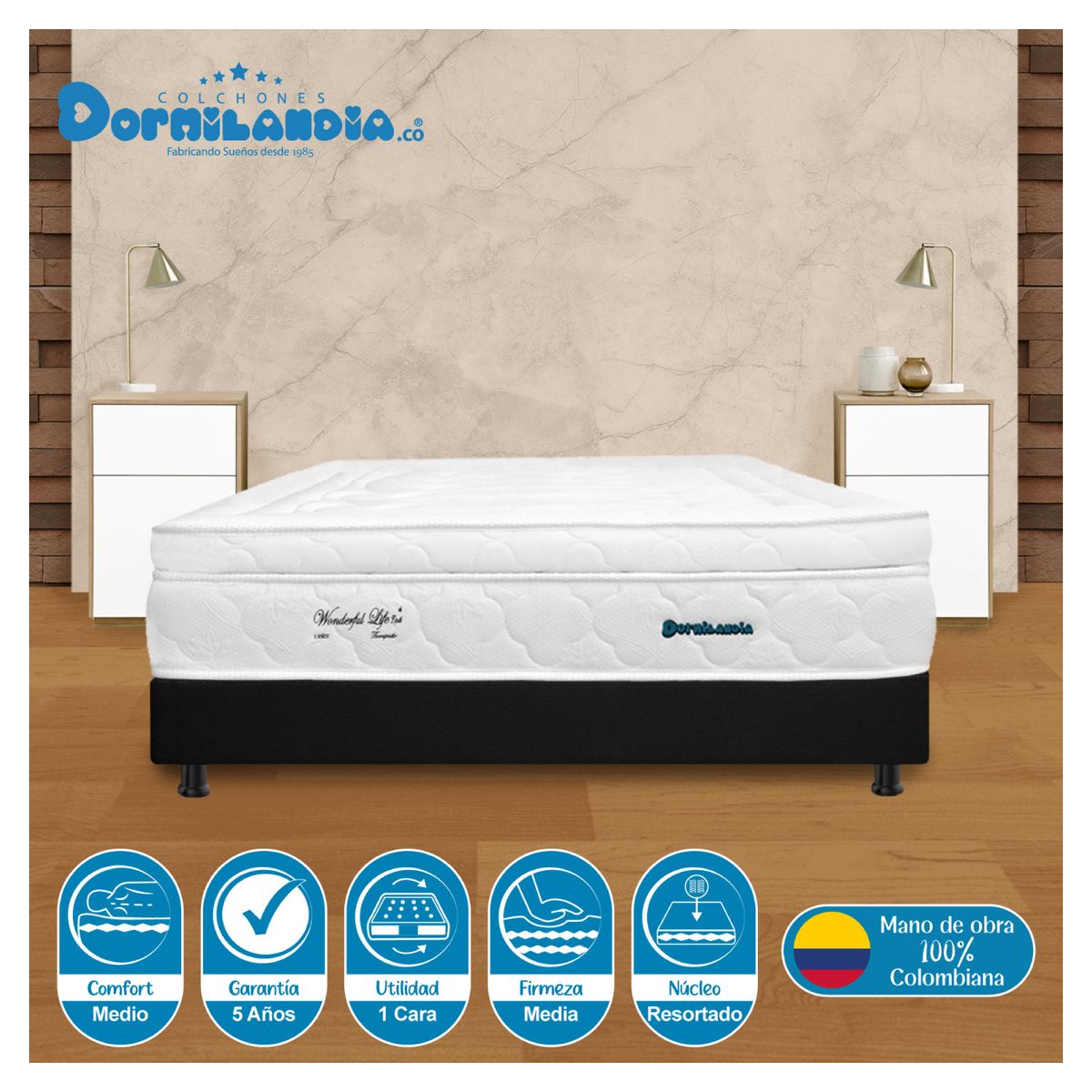DORMILANDIA - Colchón Doble Resortado Wonderful UP 160x190.