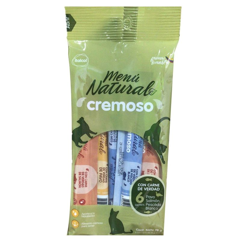 GENERICO - Menú Natural Cremoso Sabor Surtido - Snack Gato x 6 u.