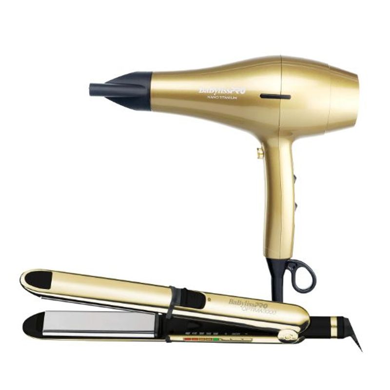 BABYLISS - Combo Plancha Profesional Babyliss Optima 3000 Gold Y Secador Ionico 2000W