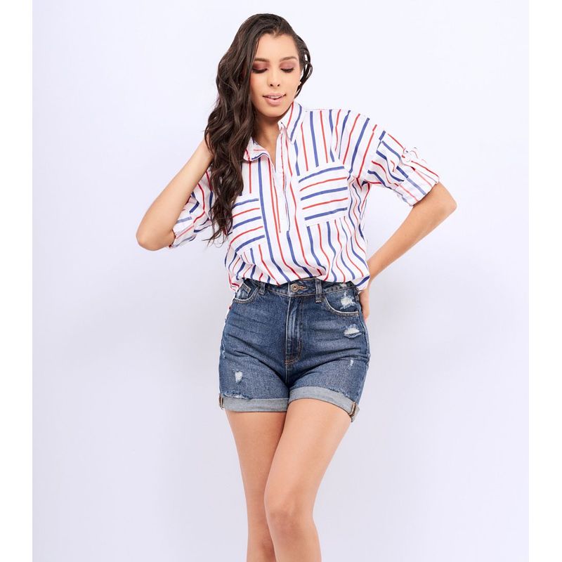 UNSER - Blusa Para Mujer Camisera Oversize De Rayas Unser