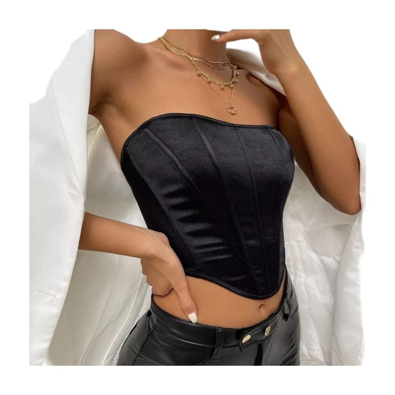 BAPU - Crop top en tela raso varillas laterales