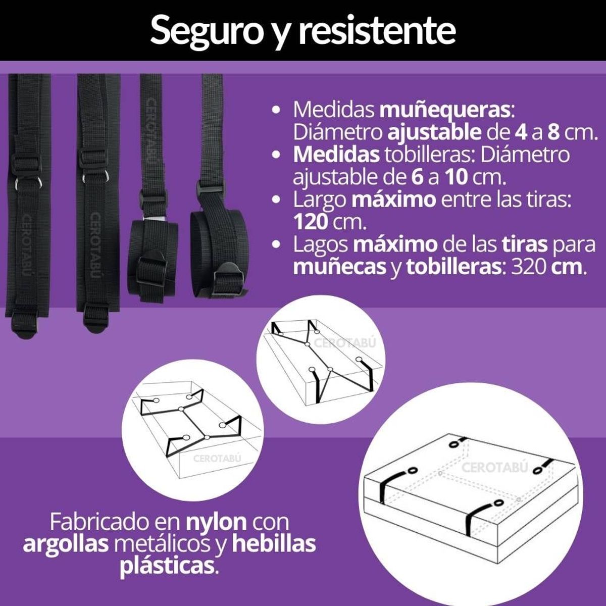 GENERICO - Sometedor Esposas BDSM Amarre Para Cama Juego Erotico