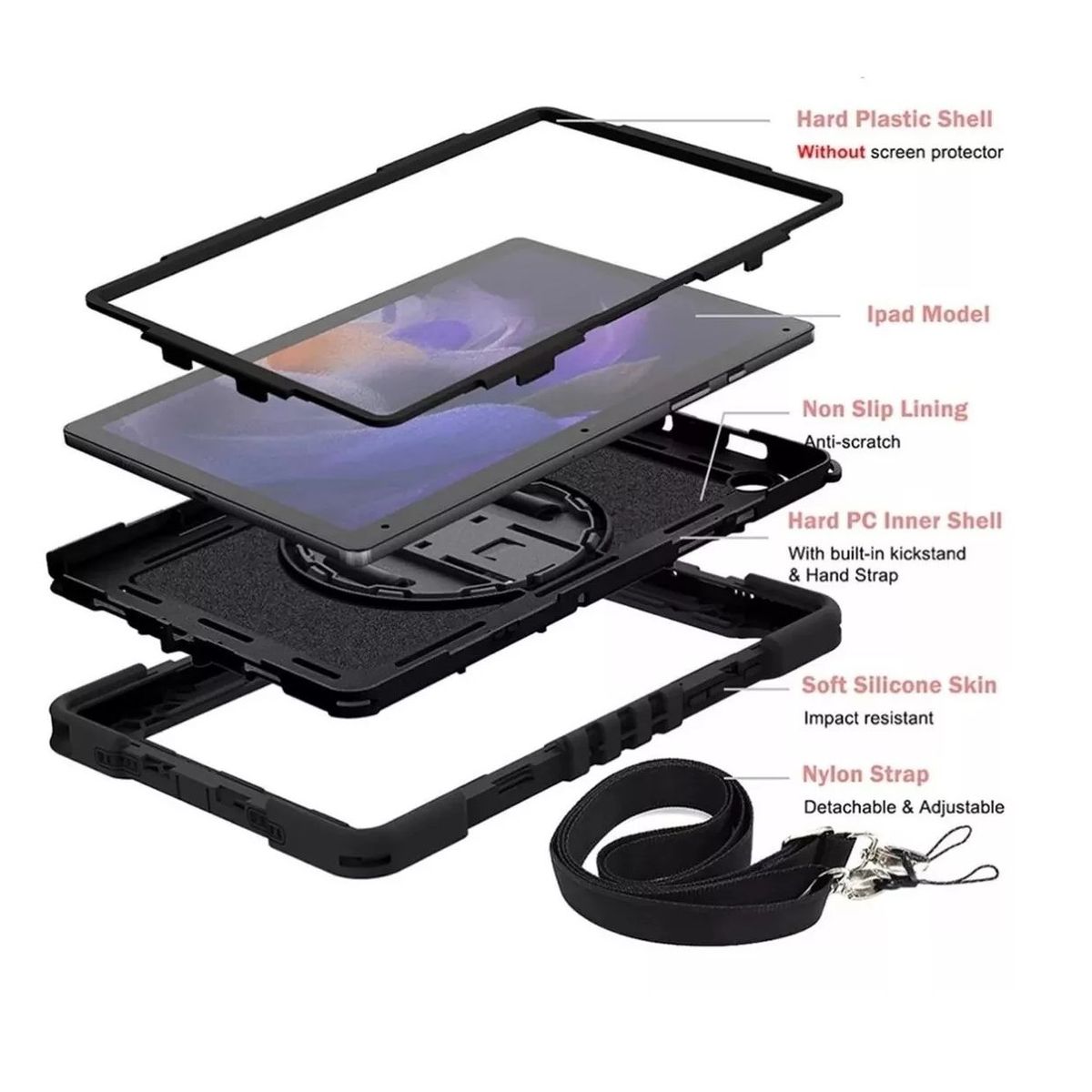 GENERICO - Estuche Antigolpe + Base + Correa Para Tablet Samsung Tab S9 Fe Plus