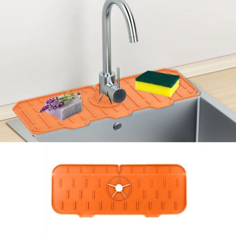 GENERICO - Alfombrilla De Silicona Para Grifo De Fregadero Protector De Goteo Naranja
