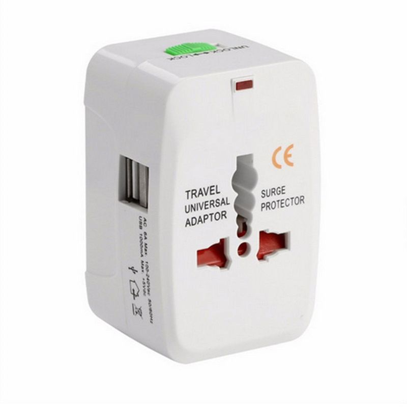 GENERICO - Adaptador Enchufe Universal Ac Viajero + Cargador 2 Usb