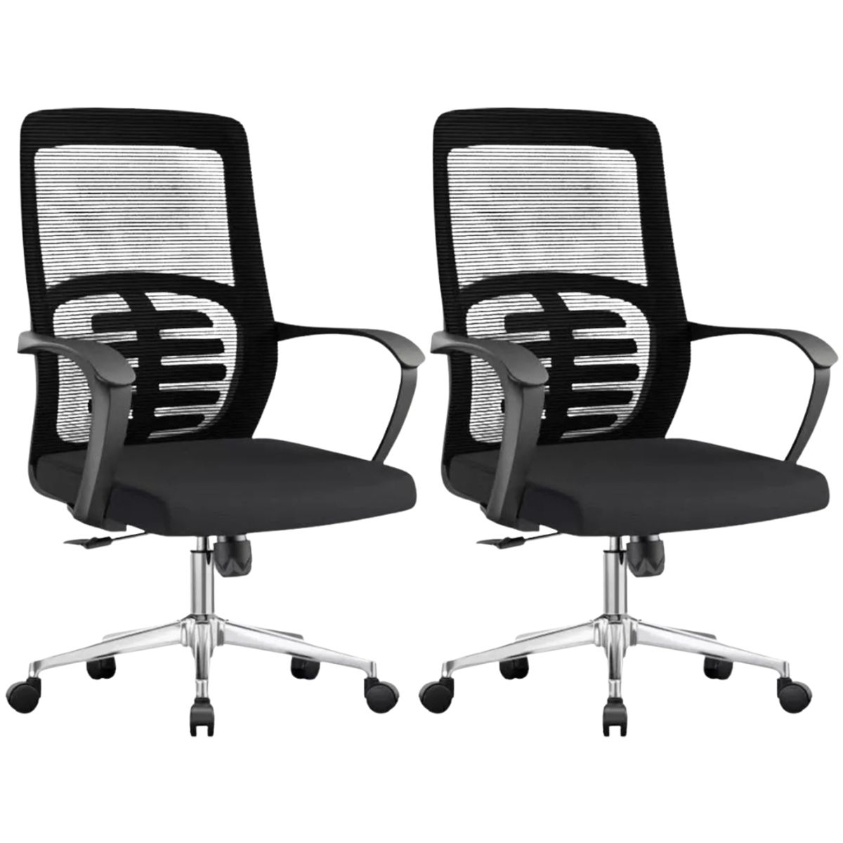 MOBLIHOUSE - Set X2 Silla Oficina Prince Negra 50x49x95cm Con Garantia