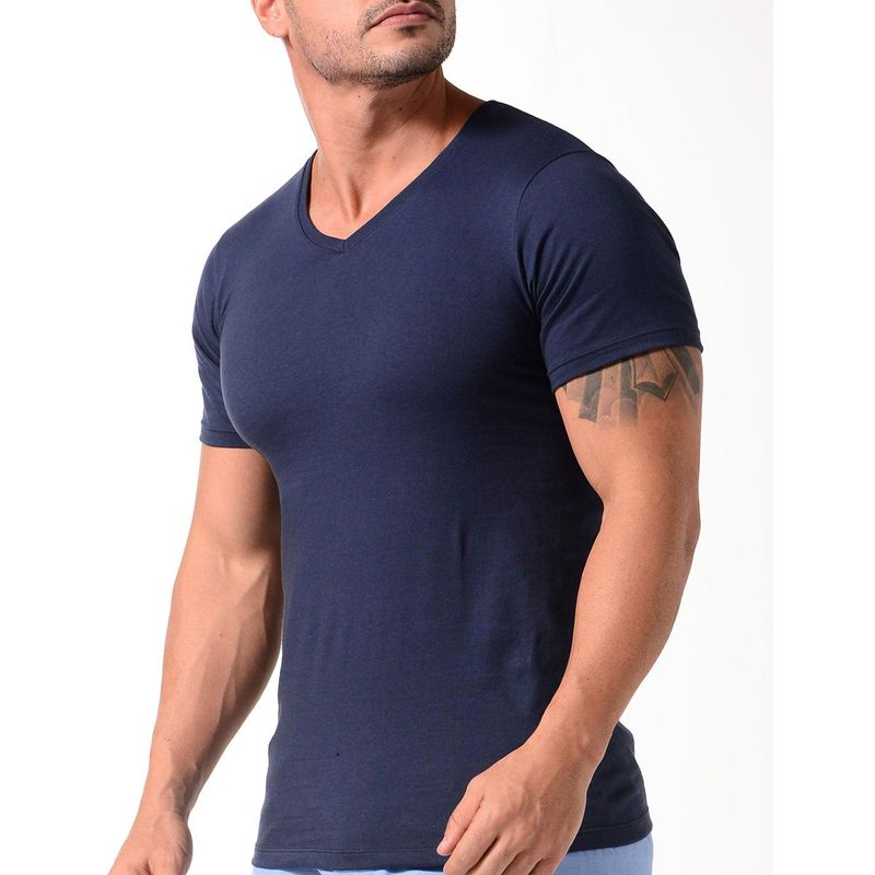 DIANE & GEORDI - Camiseta cuello V (2850) - Azul oscuro