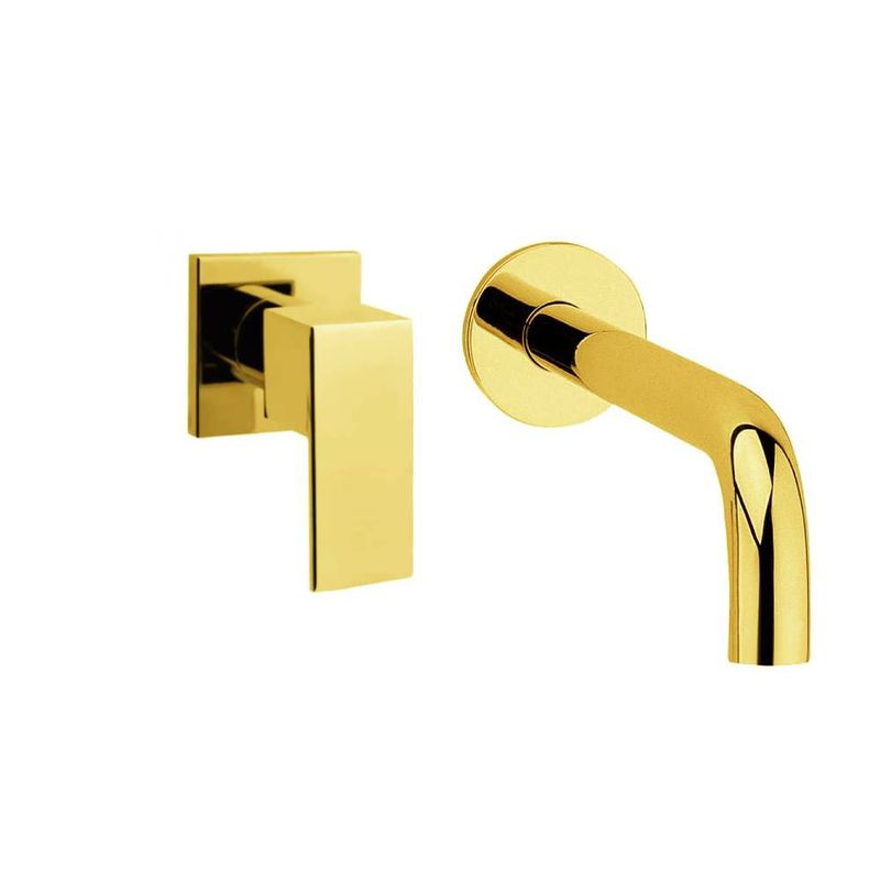 GENERICO - Llave Lavamanos Pared Dorada Registro Square Mini Agua Fría