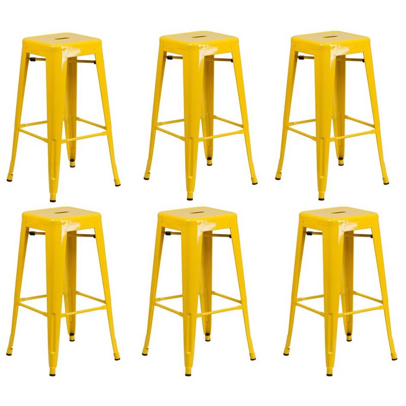 MOBLIHOUSE - Set X6 Butaco Tolix Alto Para Barra Metálico Amarillo 75cm