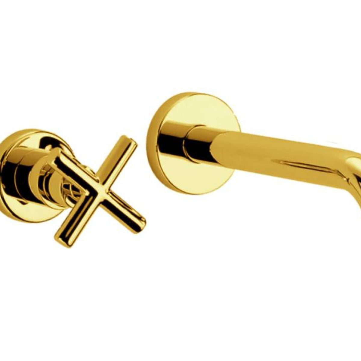 GENERICO - Llave Lavamanos Pared Oro Registro Mini Cross Agua Fría Tames